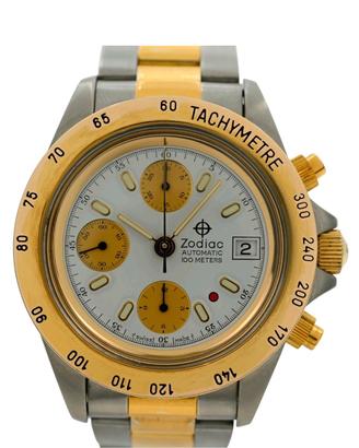 orologio zodiac red dot chrono acciao e oro