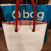 borsa O BAG bianca con sacca e manici rossi Nuova