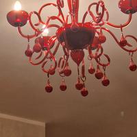 Lampadario in vetro soffiato rosso