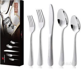 Set Posate Acciaio Inox da Tavola,30 Pz Set 6 Pers