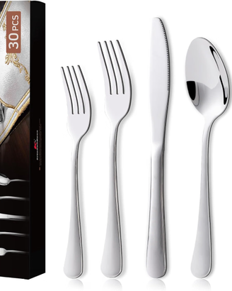 Set Posate Acciaio Inox da Tavola,30 Pz Set 6 Pers