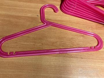 10 stampelle rosa fucsia grucce plastica bambini