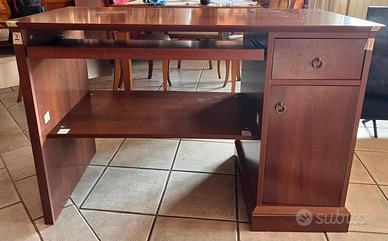Scrivania PC legno ciliegio impiallacciato