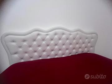 Letto contenitore bianco in pelle