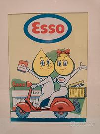 Quadretti vintage pubblicitari Esso oil Vespa 