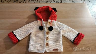 Mantellina, giacca-uncinetto-3-6mesi-lana merino