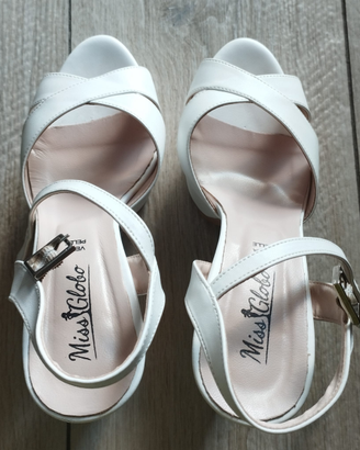 Scarpe sposa bianche con plateau n.39