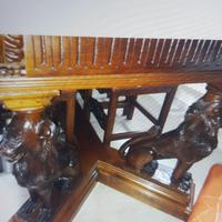 TAVOLO + 6 SEDIE ANNI 70 INTAGLIATI A MANO