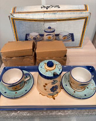 Set caffè in ceramica "Tuscania" Nuovo con scatola