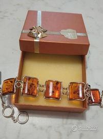 Bracciale argento e ambra