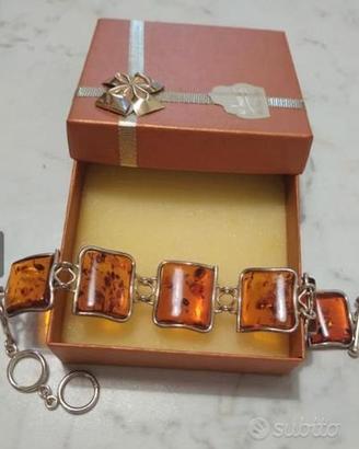 Bracciale argento e ambra
