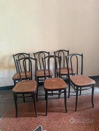 Set 6 sedie Thonet Wien originali (legno e paglia)