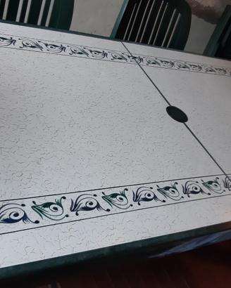 TAVOLO IN RESINA 2000x95 + PROLUNGA + SEDIE