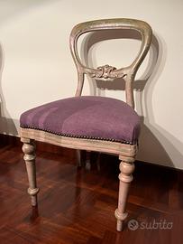 2 Sedie stile Luigi XV in legno decapato