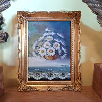 Quadro anni 70 cesto di Margherite cm17x21 Dipinto