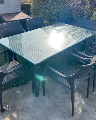 TAVOLO E SEDIE POLIRATTAN usato