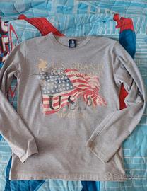 Maglia polo con stampa bandiera U.S.A 