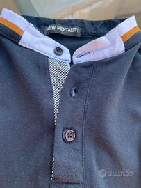 Polo uomo nera collo coreano