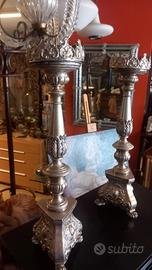 Coppia di Candelieri antichi argentati