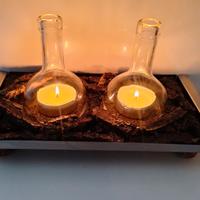 Portacandela Doppio Legno Metallo 