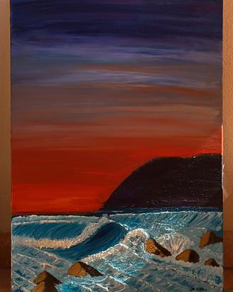 Quadro olio su tela “Tempesta al tramonto”