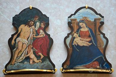 Dipinti, coppia di altarini devozionali antichi