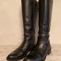 Stivali neri donna in pelle n. 37, gamba larga