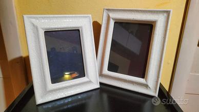 Cornici porta foto in legno bianco con rilievo