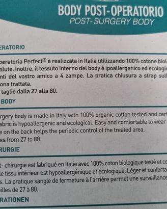 body post operatorio per cani