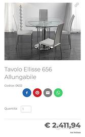 Tavolo ellisse in vetro allungabile