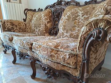 Divano e 2 poltrone velluto 