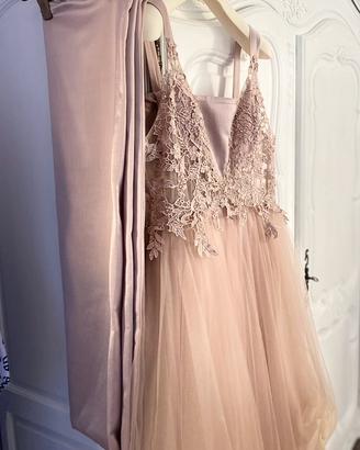Abito da sposa rosa, polvere taglia 48