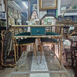 TAVOLO DA GIOCO OTTONE + 4 SEDIE