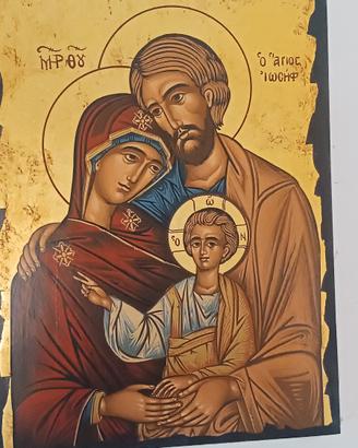 Icona bizantina di sacra famiglia  