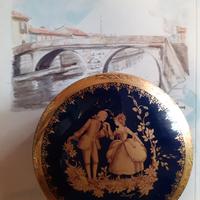 Cofanetto portagioie in ceramica blu di Limoges