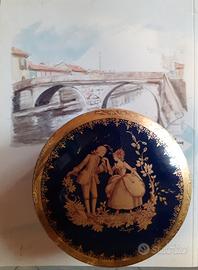 Cofanetto portagioie in ceramica blu di Limoges