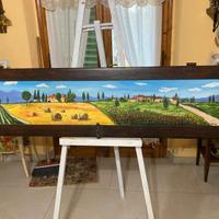 Dipinto su Legno ad olio "paesaggio Toscano"