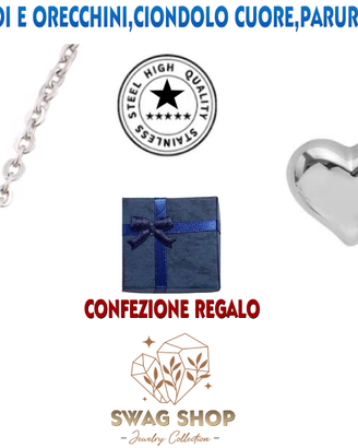 Parure Acciaio Inox Collana Orecchini Ciondolo