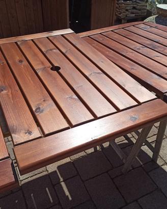 Tavolo da giardino completo con poltrone in legno