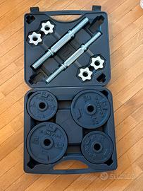 CORENGTH Kit manubri e bilanciere palestra 20kg