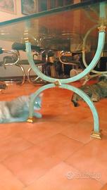 Tavolino da fumo cristallo e ferro battuto