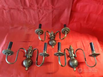 Applique lampade anni '40 in ottone puro