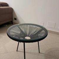 Tavolino da esterno in corda con vetro di 50cm