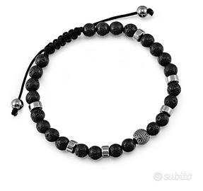 Bracciale con Pietre di Lava e acciaio