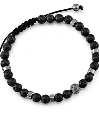 Bracciale con Pietre di Lava e acciaio