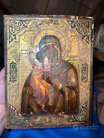 Icona russa in legno antica da collezione