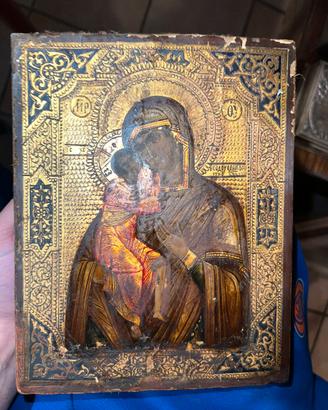 Icona russa in legno antica da collezione