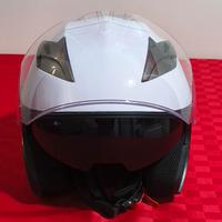 Casco motocubo jet bianco doppia visiera taglia S
