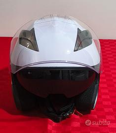 Casco motocubo jet bianco doppia visiera taglia S