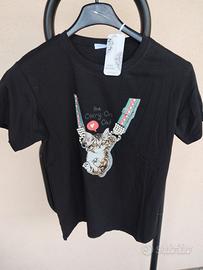 T-shirt Gattino con Strass e Perline Tg S/M Nuova